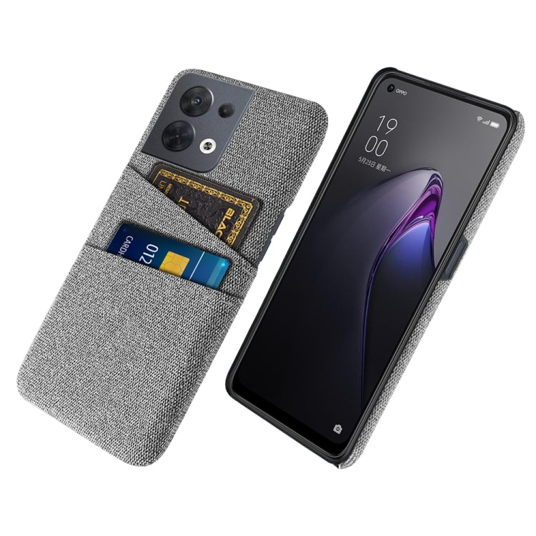 For OPPO Reno8 Cloth Texture Card Slot PC+Nylon Phone Case
