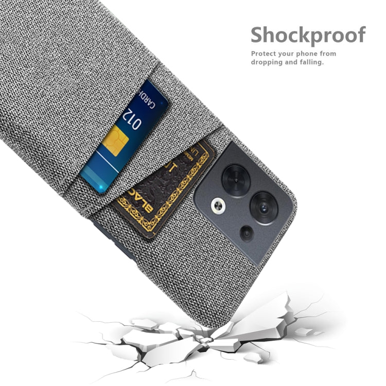 For OPPO Reno8 Cloth Texture Card Slot PC+Nylon Phone Case