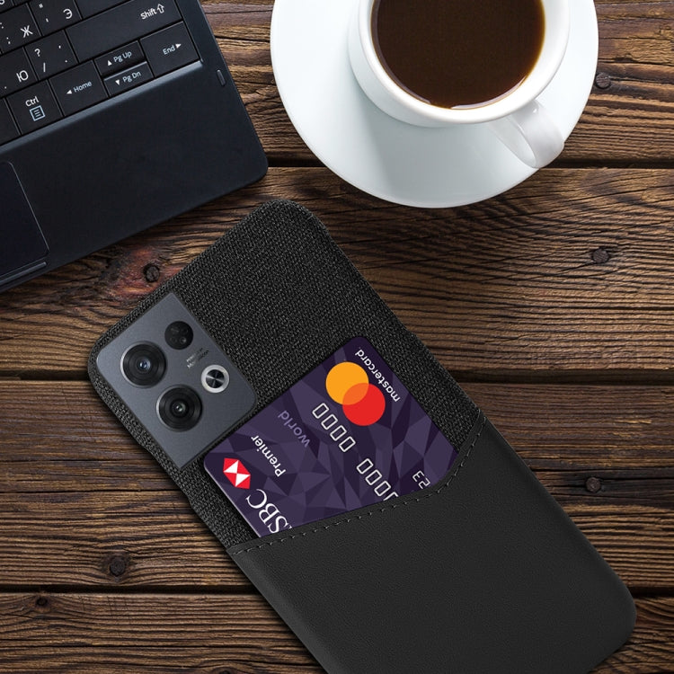For OPPO Reno8 Pro Cloth Texture Card Slot PC + PU Phone Case