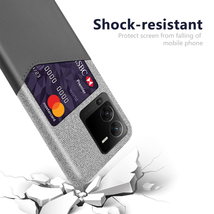 For vivo S15 Cloth Texture Card Slot PC + PU Phone Case