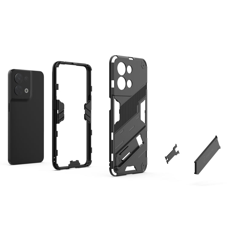 For OPPO Reno8 Punk Armor 2 in 1 PC + TPU Shockproof Phone Case with Invisible Holder