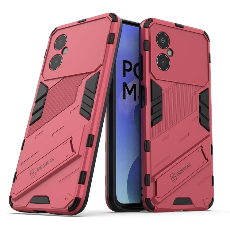For Xiaomi Poco M4 5G Punk Armor 2 in 1 PC + TPU Shockproof Phone Case with Invisible Holder