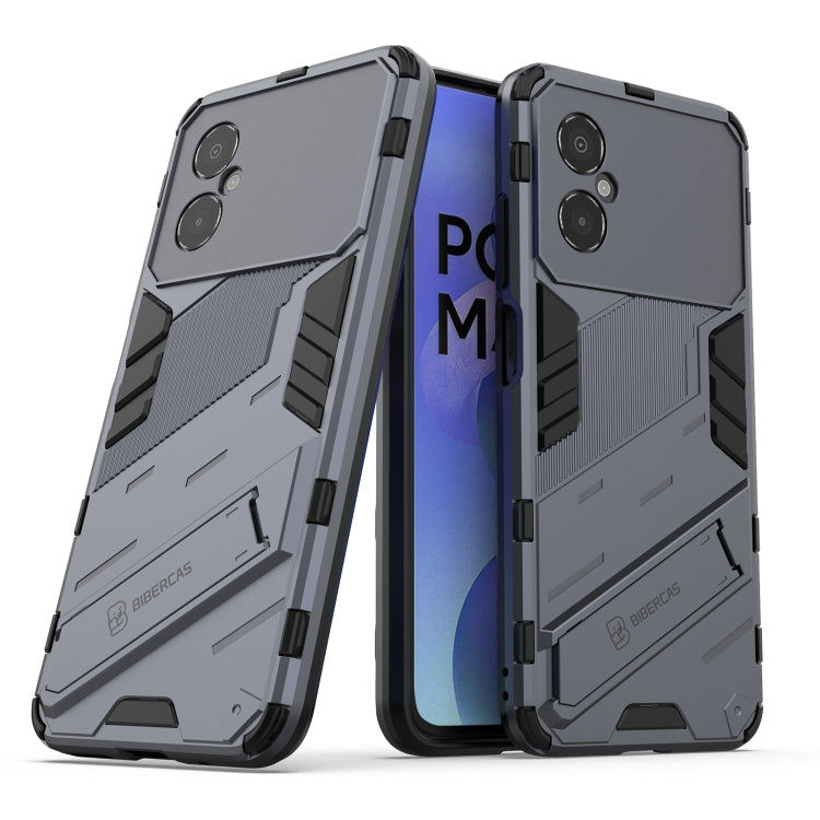 For Xiaomi Poco M4 5G Punk Armor 2 in 1 PC + TPU Shockproof Phone Case with Invisible Holder