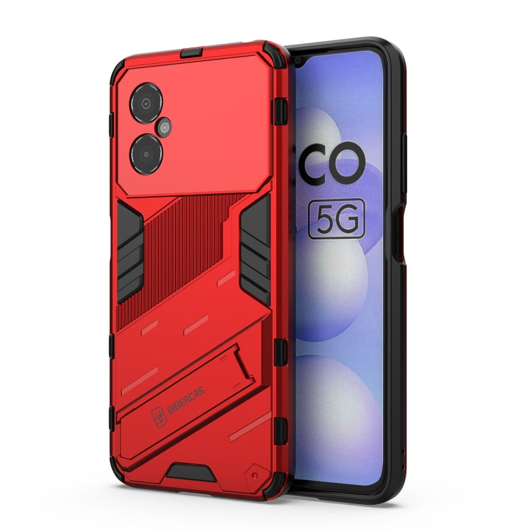 For Xiaomi Poco M4 5G Punk Armor 2 in 1 PC + TPU Shockproof Phone Case with Invisible Holder