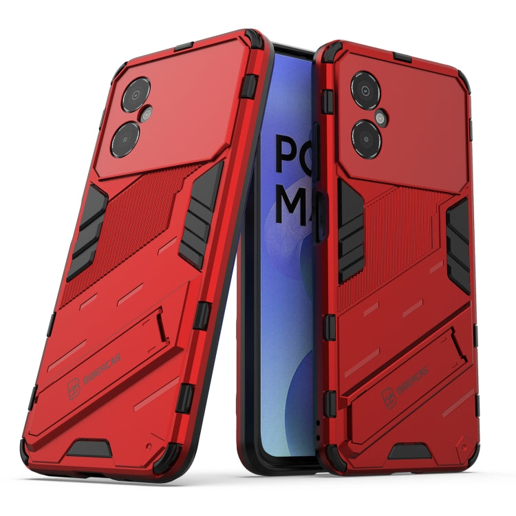 For Xiaomi Poco M4 5G Punk Armor 2 in 1 PC + TPU Shockproof Phone Case with Invisible Holder