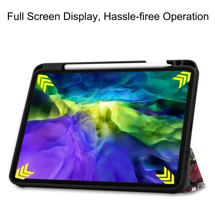 For iPad Pro 11 inch 2020 Painted TPU Smart Tablet Holster With Sleep Function & Tri-Fold Bracket & Pen Slot