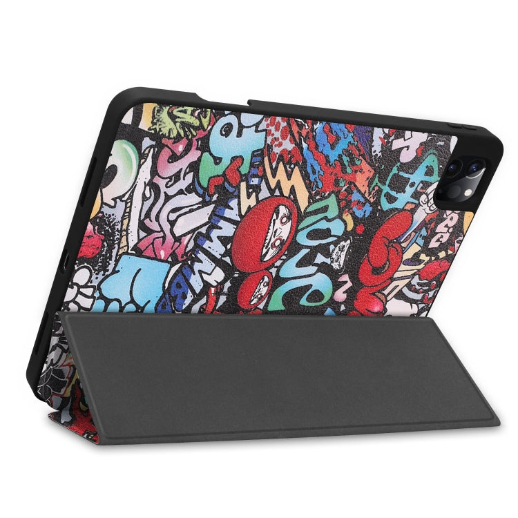 For iPad Pro 11 inch 2020 Painted TPU Smart Tablet Holster With Sleep Function & Tri-Fold Bracket & Pen Slot