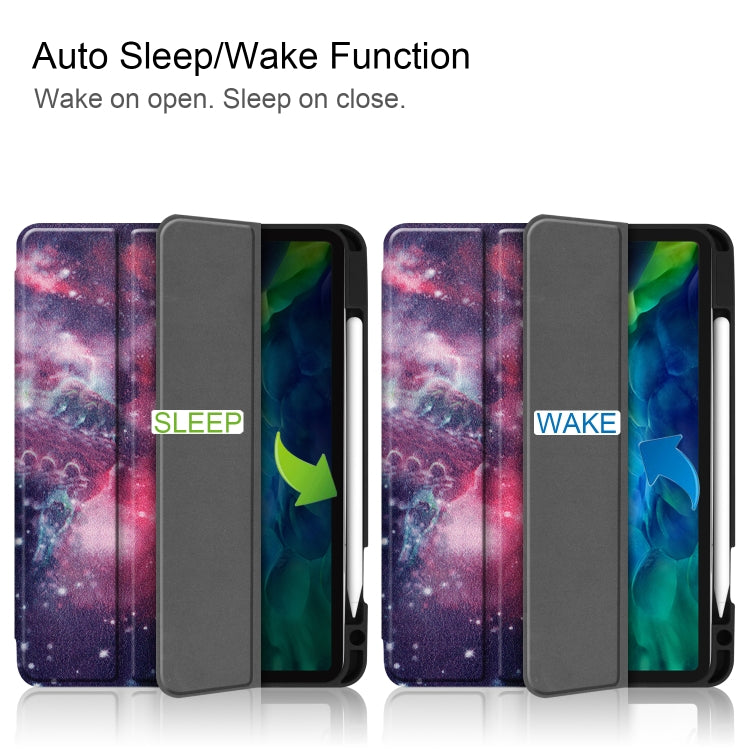 For iPad Pro 11 inch 2020 Painted TPU Smart Tablet Holster With Sleep Function & Tri-Fold Bracket & Pen Slot