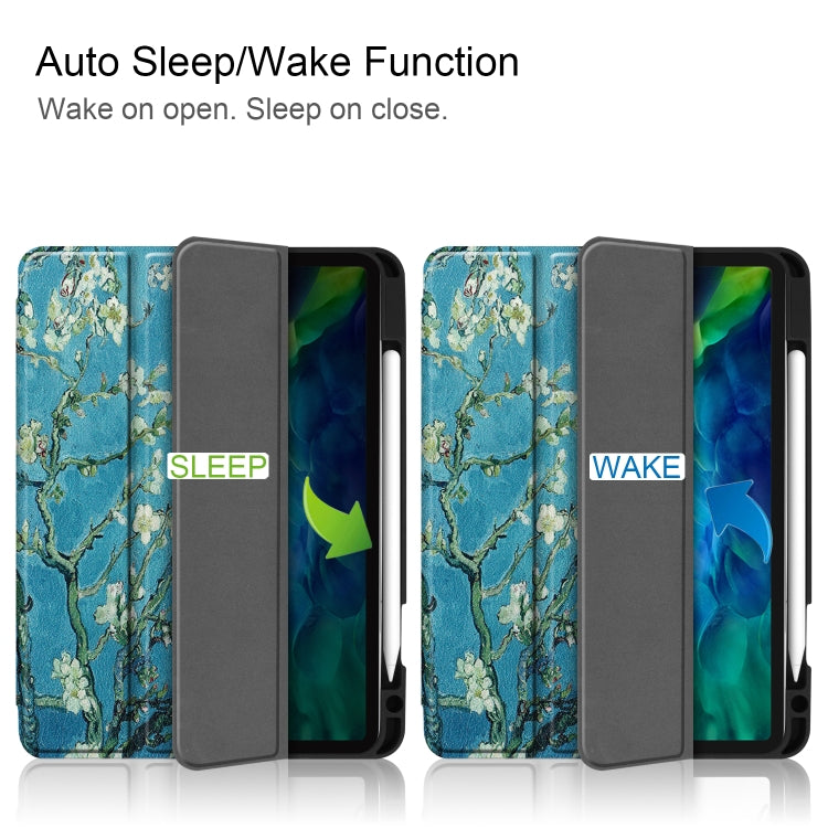 For iPad Pro 11 inch 2020 Painted TPU Smart Tablet Holster With Sleep Function & Tri-Fold Bracket & Pen Slot