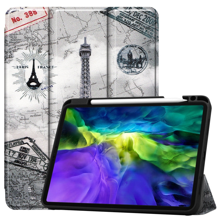 For iPad Pro 11 inch 2020 Painted TPU Smart Tablet Holster With Sleep Function & Tri-Fold Bracket & Pen Slot