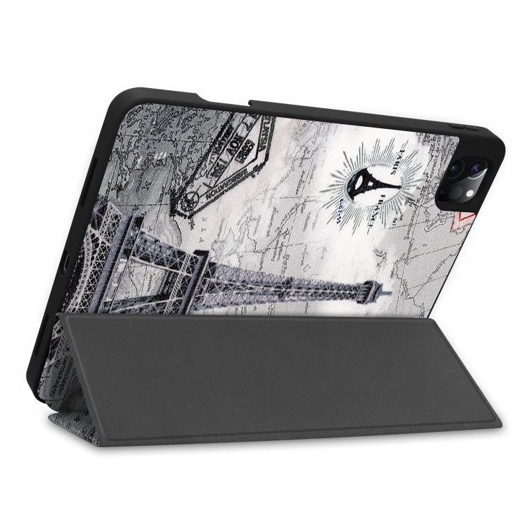 For iPad Pro 11 inch 2020 Painted TPU Smart Tablet Holster With Sleep Function & Tri-Fold Bracket & Pen Slot
