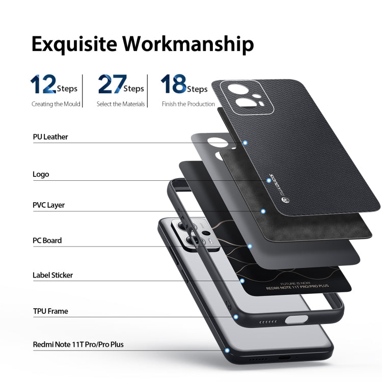 For Xiaomi Redmi Note 11T Pro / Note 11T Pro+ DUX DUCIS Fino Series PU + TPU Phone Case