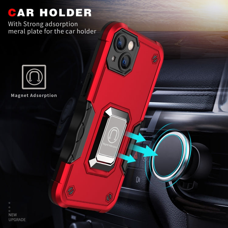 For iPhone 14 Ring Holder Non-slip Shockproof Armor Phone Case
