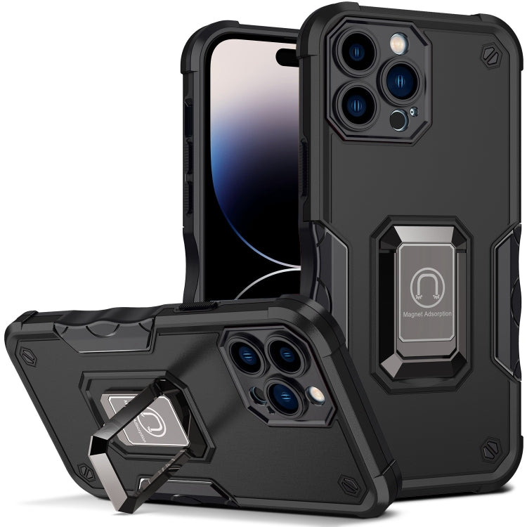 For iPhone 14 Pro Ring Holder Non-slip Shockproof Armor Phone Case