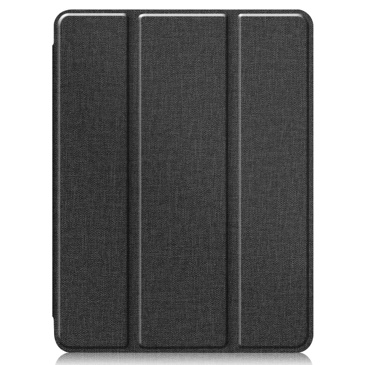 For iPad Pro 12.9 inch 2020 Fabric Denim TPU Smart Tablet Leather Tablet Case with Sleep Function & Tri-Fold Bracket & Pen Slot