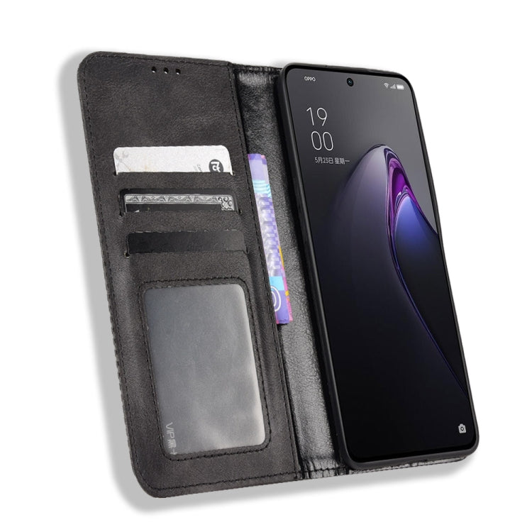 For OPPO Reno8 Magnetic Buckle Retro Crazy Horse Leather Phone Case