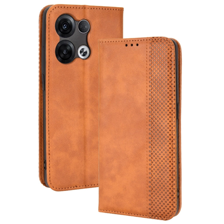 For OPPO Reno8 Magnetic Buckle Retro Crazy Horse Leather Phone Case
