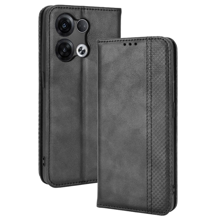 For OPPO Reno8 Pro Magnetic Buckle Retro Crazy Horse Leather Phone Case