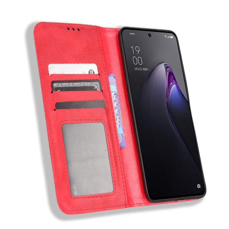 For OPPO Reno8 Pro Magnetic Buckle Retro Crazy Horse Leather Phone Case