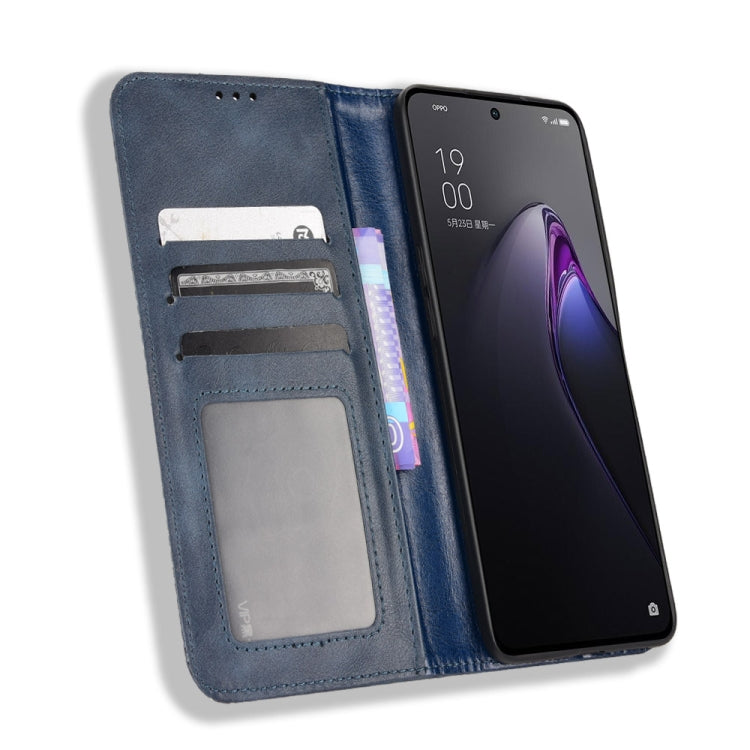 For OPPO Reno8 Pro Magnetic Buckle Retro Crazy Horse Leather Phone Case