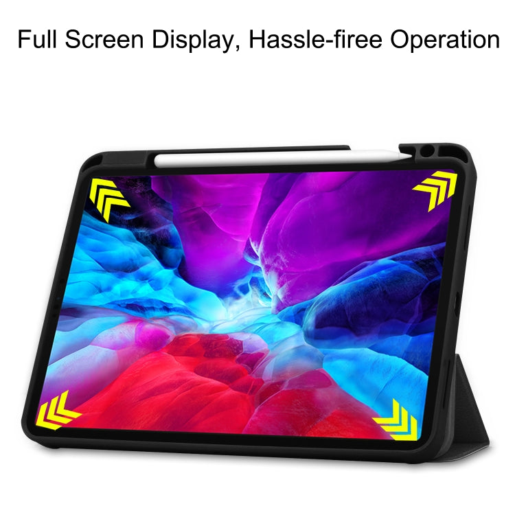 For iPad Pro 12.9 inch 2020 Custer Pattern Pure Color TPU Smart Tablet Holster with Sleep Function & Tri-Fold Bracket & Pen Slot