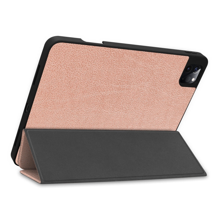For iPad Pro 12.9 inch 2020 Custer Pattern Pure Color TPU Smart Tablet Holster with Sleep Function & Tri-Fold Bracket & Pen Slot
