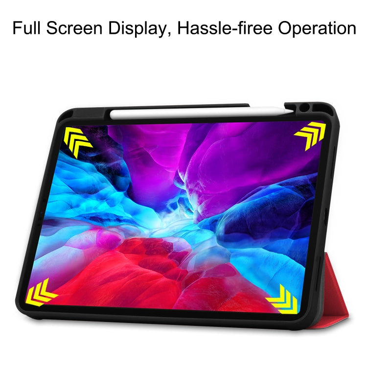 For iPad Pro 12.9 inch 2020 Custer Pattern Pure Color TPU Smart Tablet Holster with Sleep Function & Tri-Fold Bracket & Pen Slot
