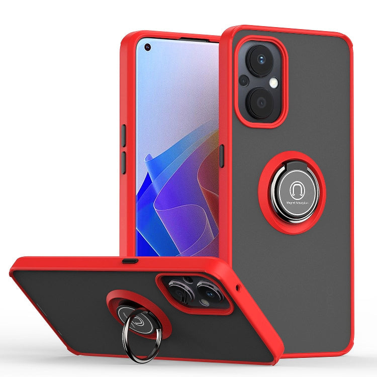 For Oppo A96 4G/Realme 9i Q Shadow 1 Series TPU + PC Phone Case with Ring