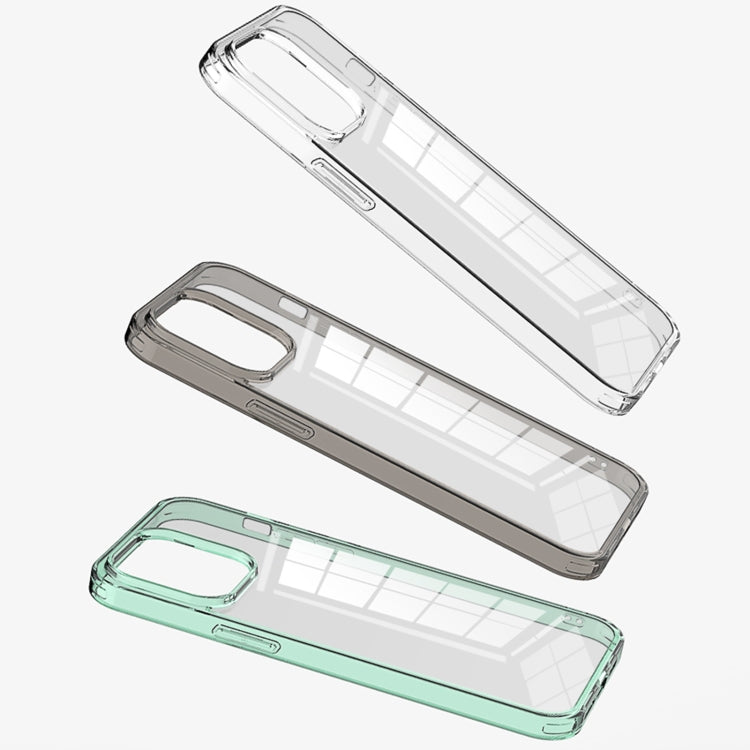 For iPhone 14 Pro Max Shockproof TPU + Single-sided Glass Protective Phone Case (Transparent)