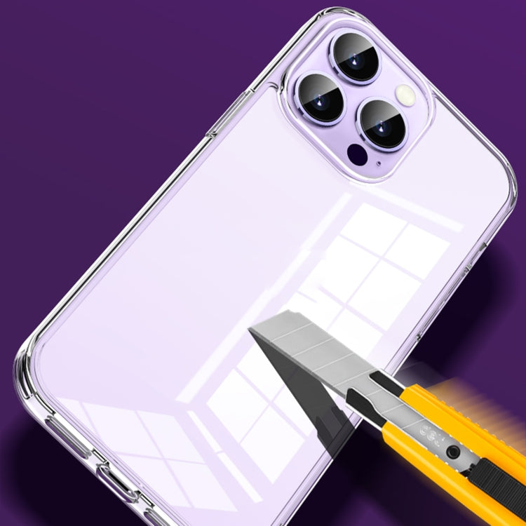 For iPhone 14 Pro Max Shockproof TPU + Single-sided Glass Protective Phone Case (Transparent)