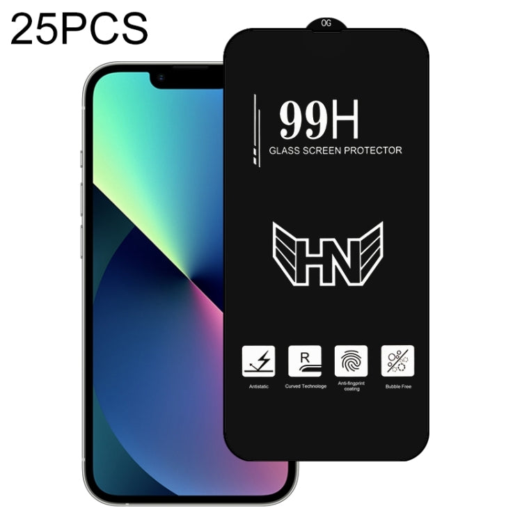 For iPhone 14 Plus 25pcs High Aluminum Large Arc Full Screen Tempered Glass Film