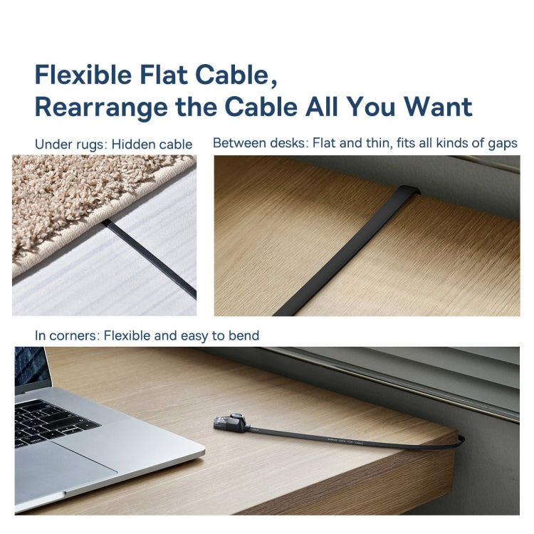 Baseus High Speed Six Types RJ45 Gigabit Flat Network Cable, Cable Length:1.5m