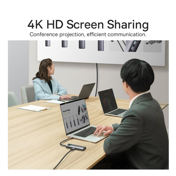 Baseus Metal Gleam Series 6 in 1 Multifunctional USB-C / Type-C HUB Docking Station, Type-C to HDMIx2+USB3.0x3+PDx1