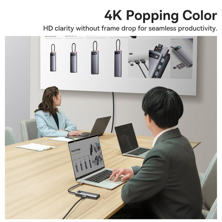 Baseus Metal Gleam Series 7 in 1 Multifunctional USB-C / Type-C HUB Docking Station, Type-C to HDMIx1+USB3.0x3+PDx1+VGAx1+RJ45x1