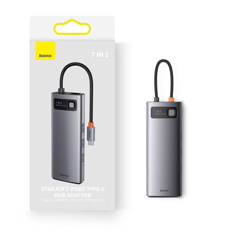 Baseus Metal Gleam Series 7 in 1 Multifunctional USB-C / Type-C HUB Docking Station, Type-C to HDMIx1+USB3.0x3+PDx1+VGAx1+RJ45x1