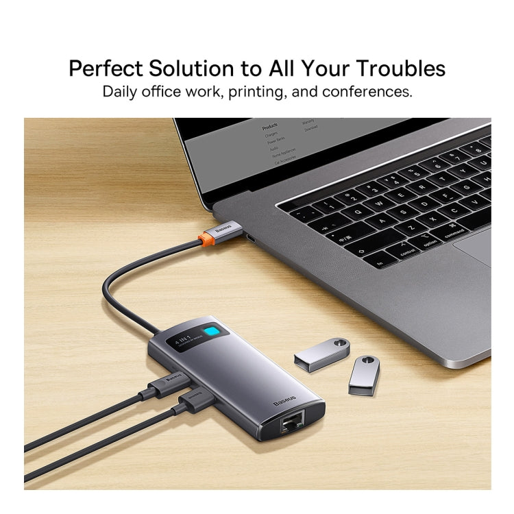 Baseus Metal Gleam Series 4 in 1 Multifunctional USB-C / Type-C HUB Docking Station, Type-C to USB 3.0 x 3 + RJ45 x 1