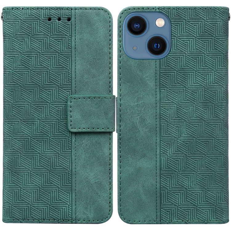 For iPhone 14 Geometric Embossed Leather Phone Case