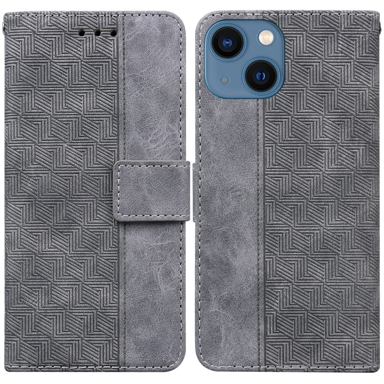 For iPhone 14 Geometric Embossed Leather Phone Case