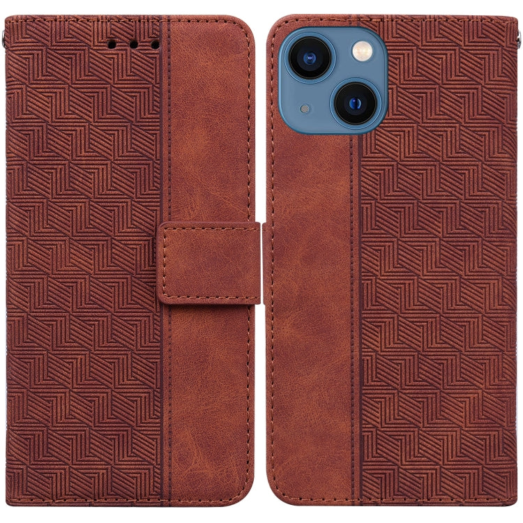 For iPhone 14 Geometric Embossed Leather Phone Case