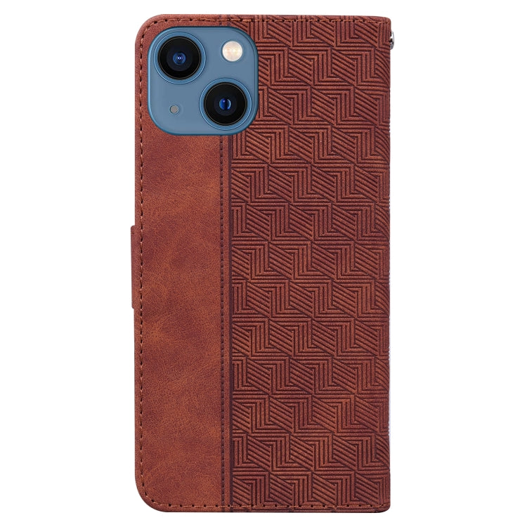 For iPhone 14 Geometric Embossed Leather Phone Case