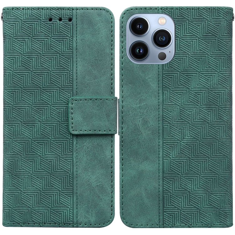For iPhone 14 Pro Max Geometric Embossed Leather Phone Case