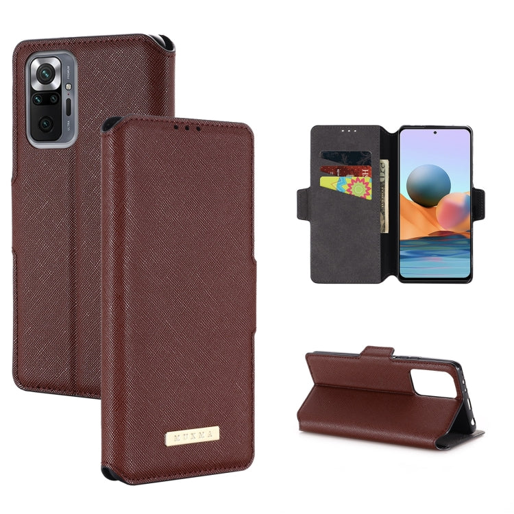 For Xiaomi Redmi Note 10 Pro Max MUXMA MX115 Cross Texture Oil Edge Flip Leather Phone Case