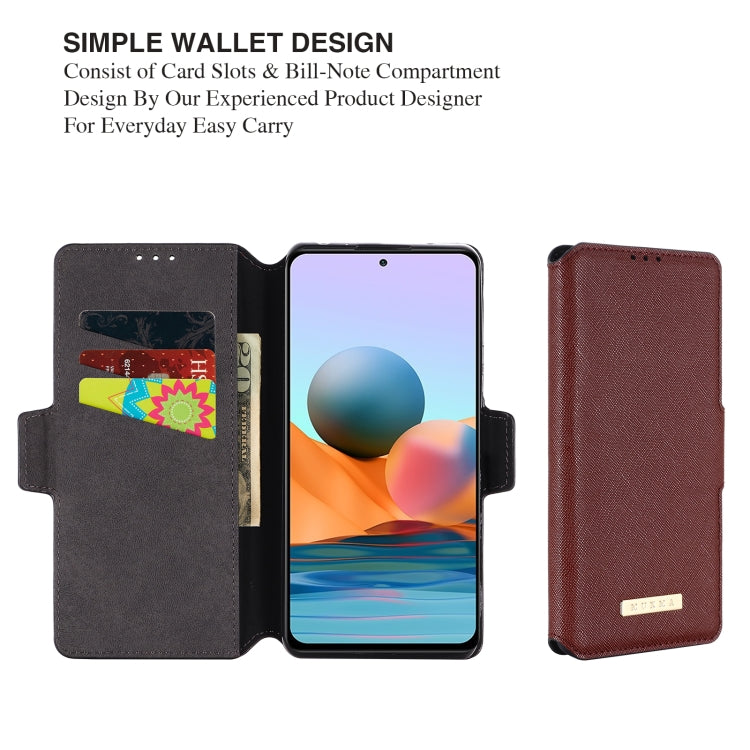 For Xiaomi Redmi Note 10 Pro Max MUXMA MX115 Cross Texture Oil Edge Flip Leather Phone Case