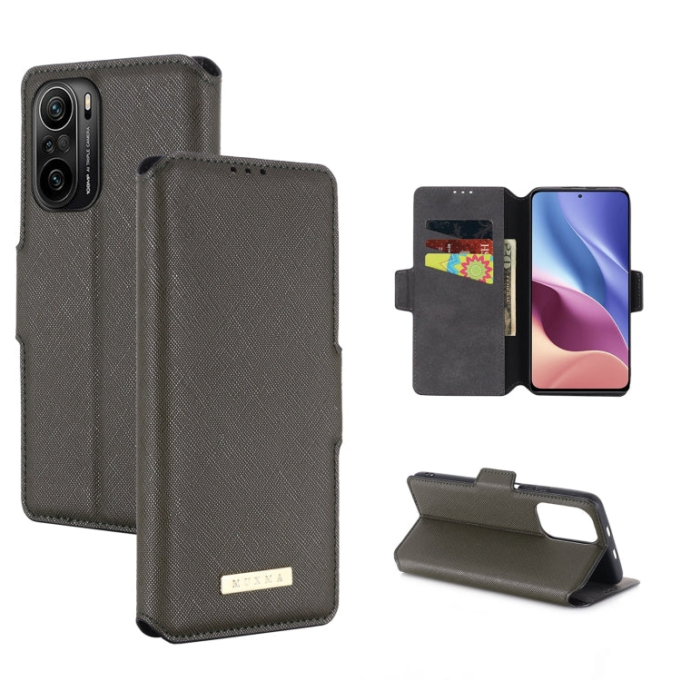 For Xiaomi Redmi K40 / K40 Pro MUXMA MX115 Cross Texture Oil Edge Flip Leather Phone Case