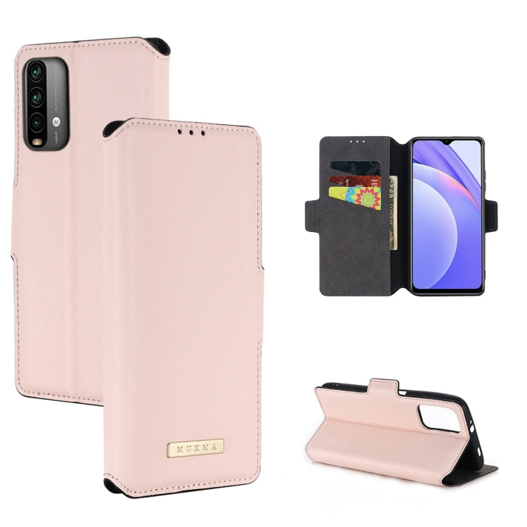 For Xiaomi Redmi Note 9 4G / Redmi 9T MUXMA MX115 Cross Texture Oil Edge Flip Leather Phone Case
