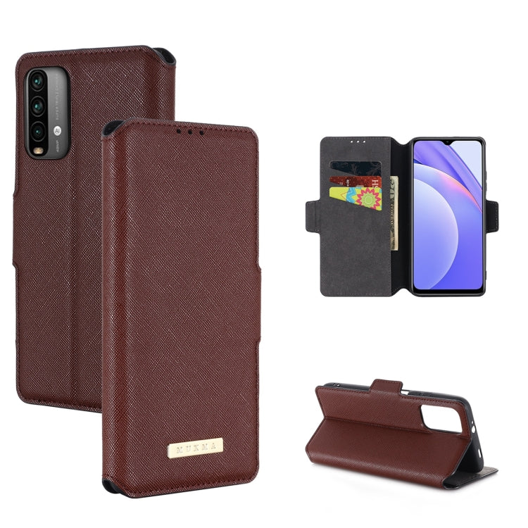 For Xiaomi Redmi Note 9 4G / Redmi 9T MUXMA MX115 Cross Texture Oil Edge Flip Leather Phone Case