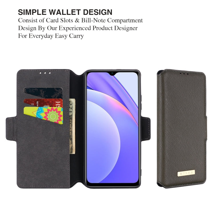 For Xiaomi Redmi Note 9 4G / Redmi 9T MUXMA MX115 Cross Texture Oil Edge Flip Leather Phone Case