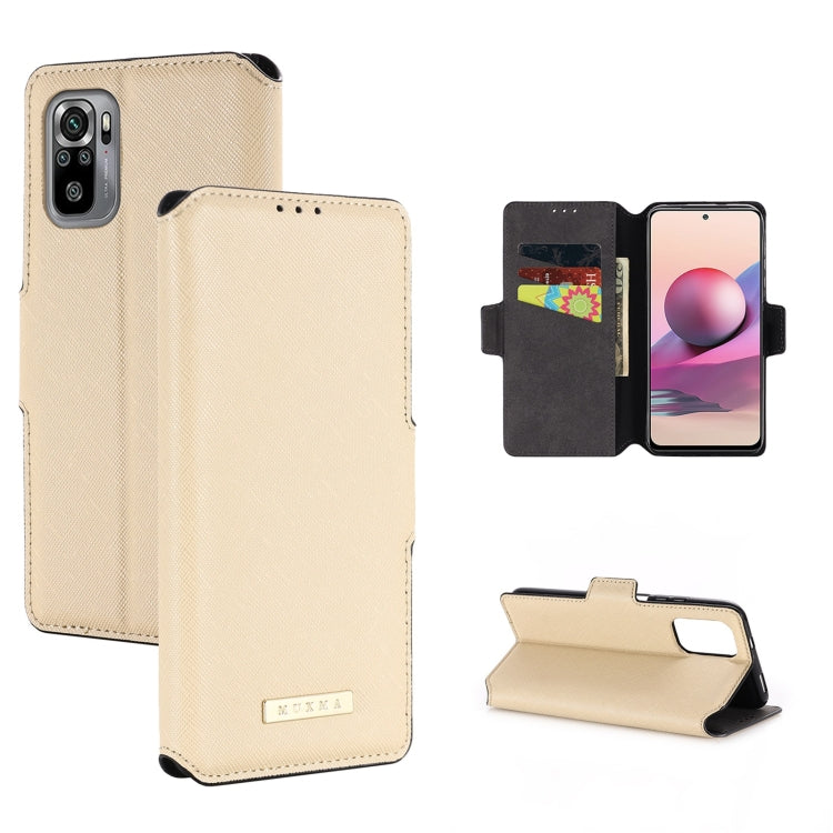 For Xiaomi Redmi Note 10 4G / 10S India MUXMA MX115 Cross Texture Oil Edge Flip Leather Phone Case