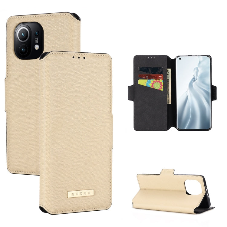 For Xiaomi Mi 11 MUXMA MX115 Cross Texture Oil Edge Flip Leather Phone Case