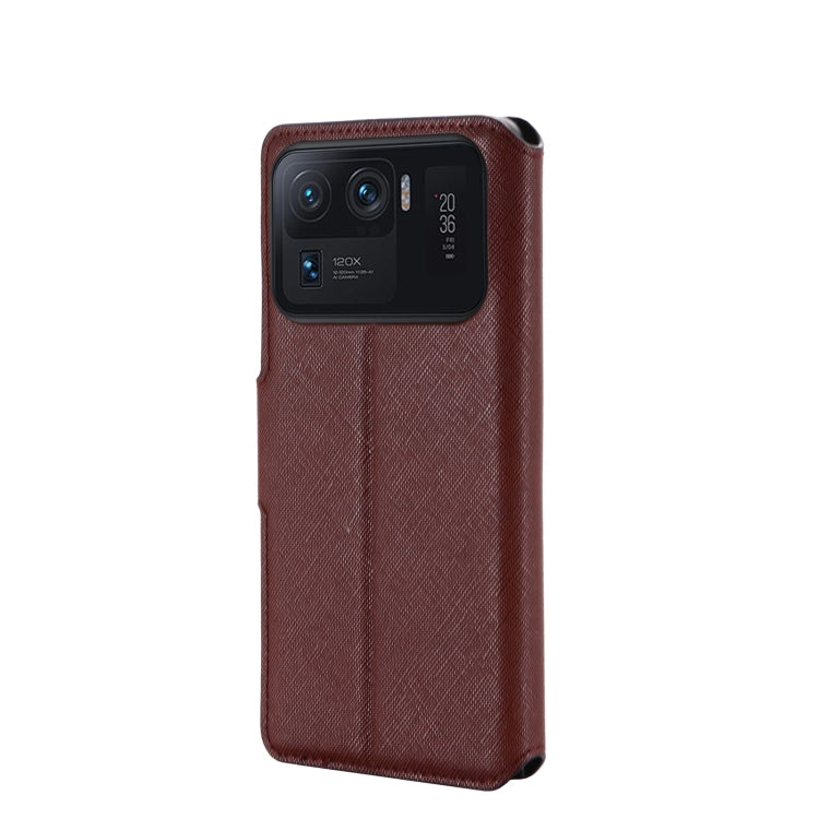 For Xiaomi Mi 11 Ultra MUXMA MX115 Cross Texture Oil Edge Flip Leather Phone Case